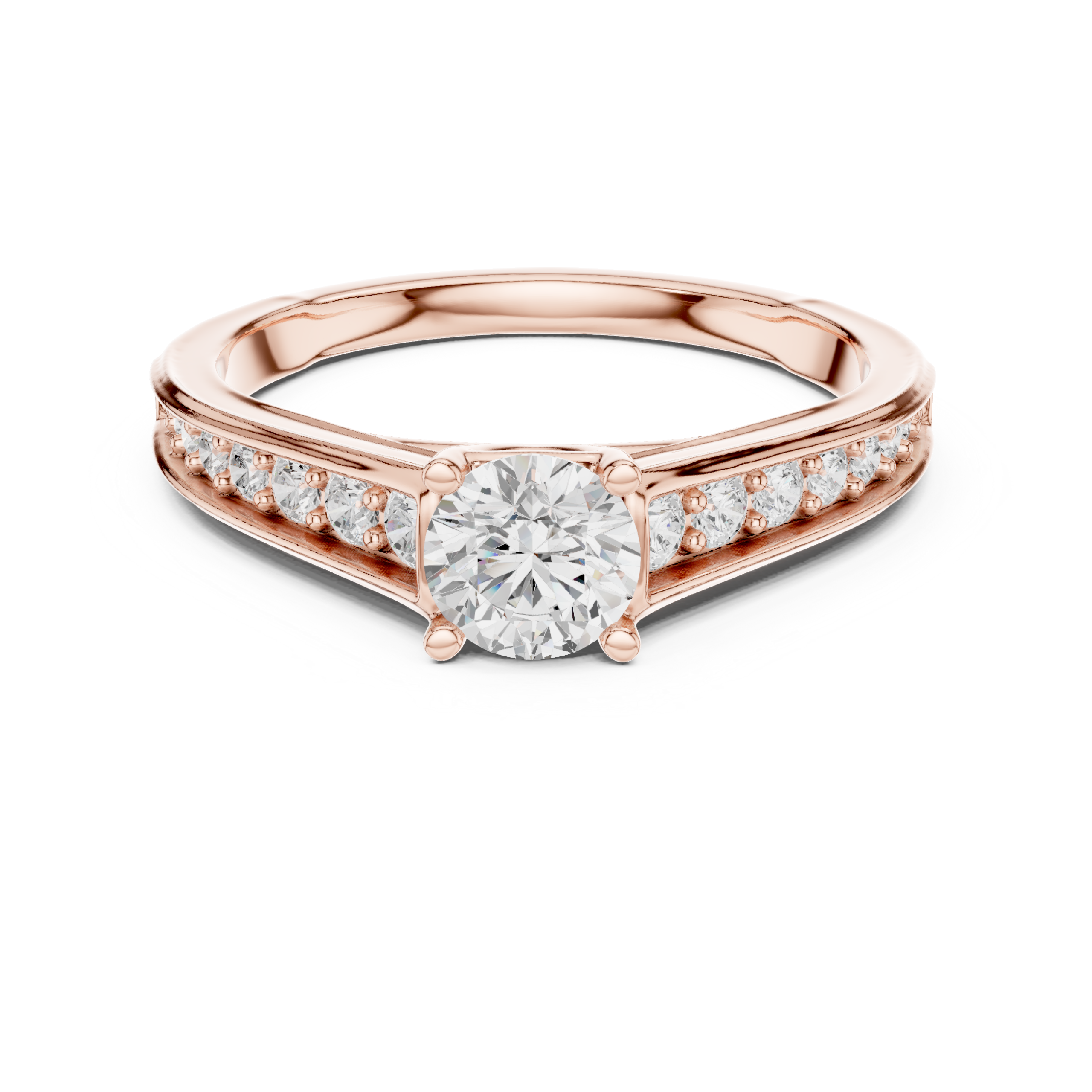 Beautiful 0.95 Cts Round Cut CZ Gold Ring LR-139