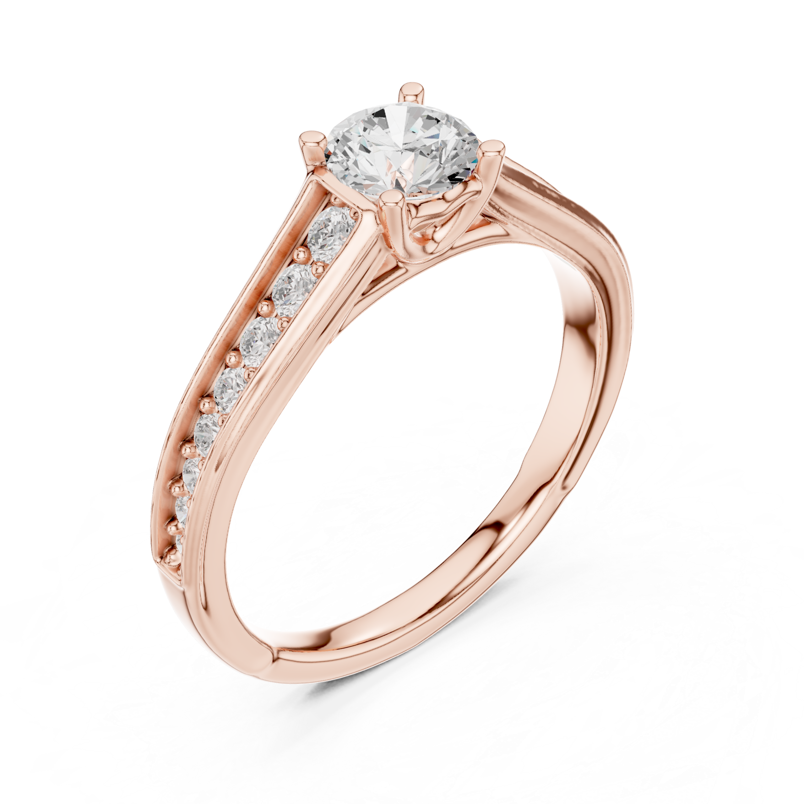 Beautiful 0.95 Cts Round Cut CZ Gold Ring LR-139