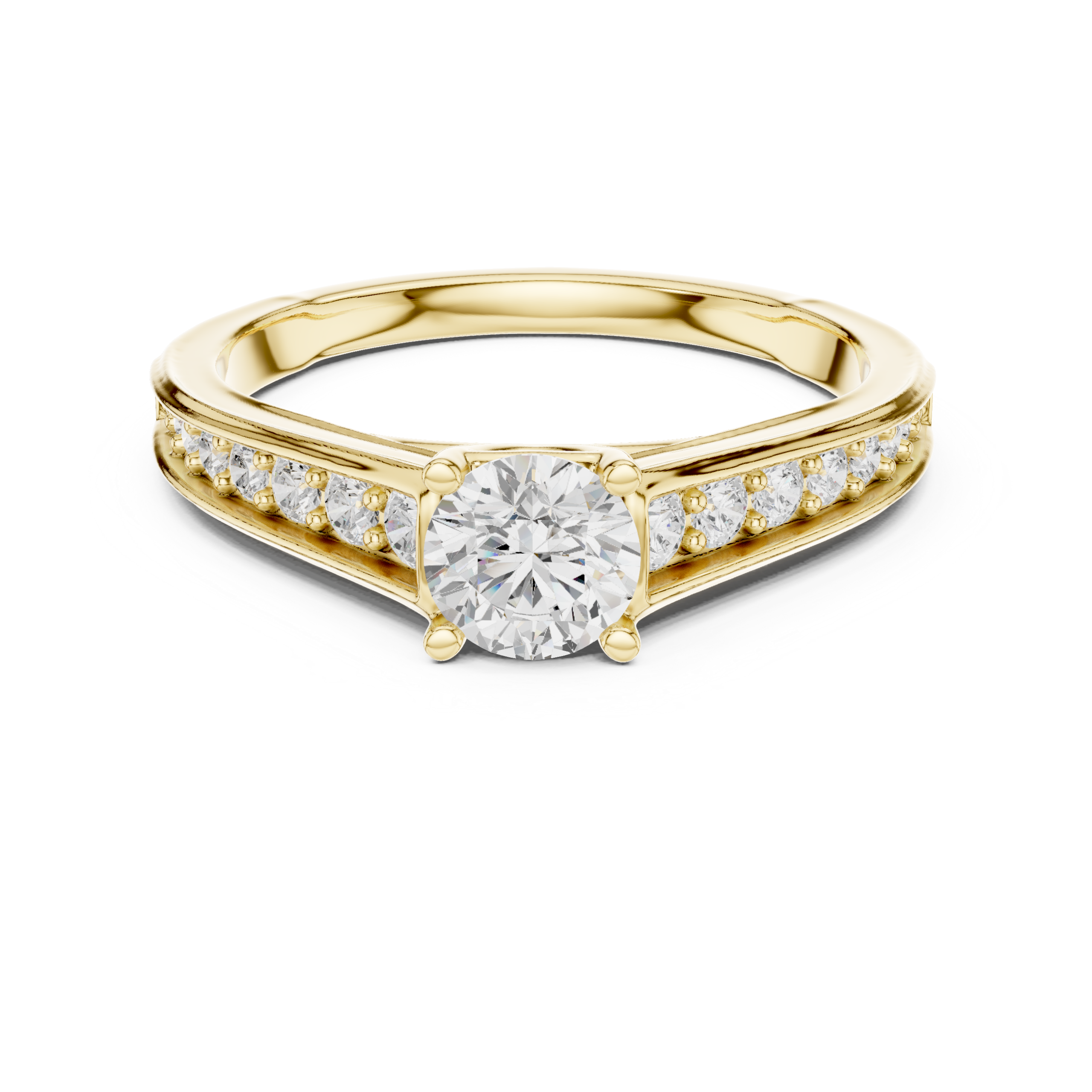 Beautiful 0.95 Cts Round Cut CZ Gold Ring LR-139
