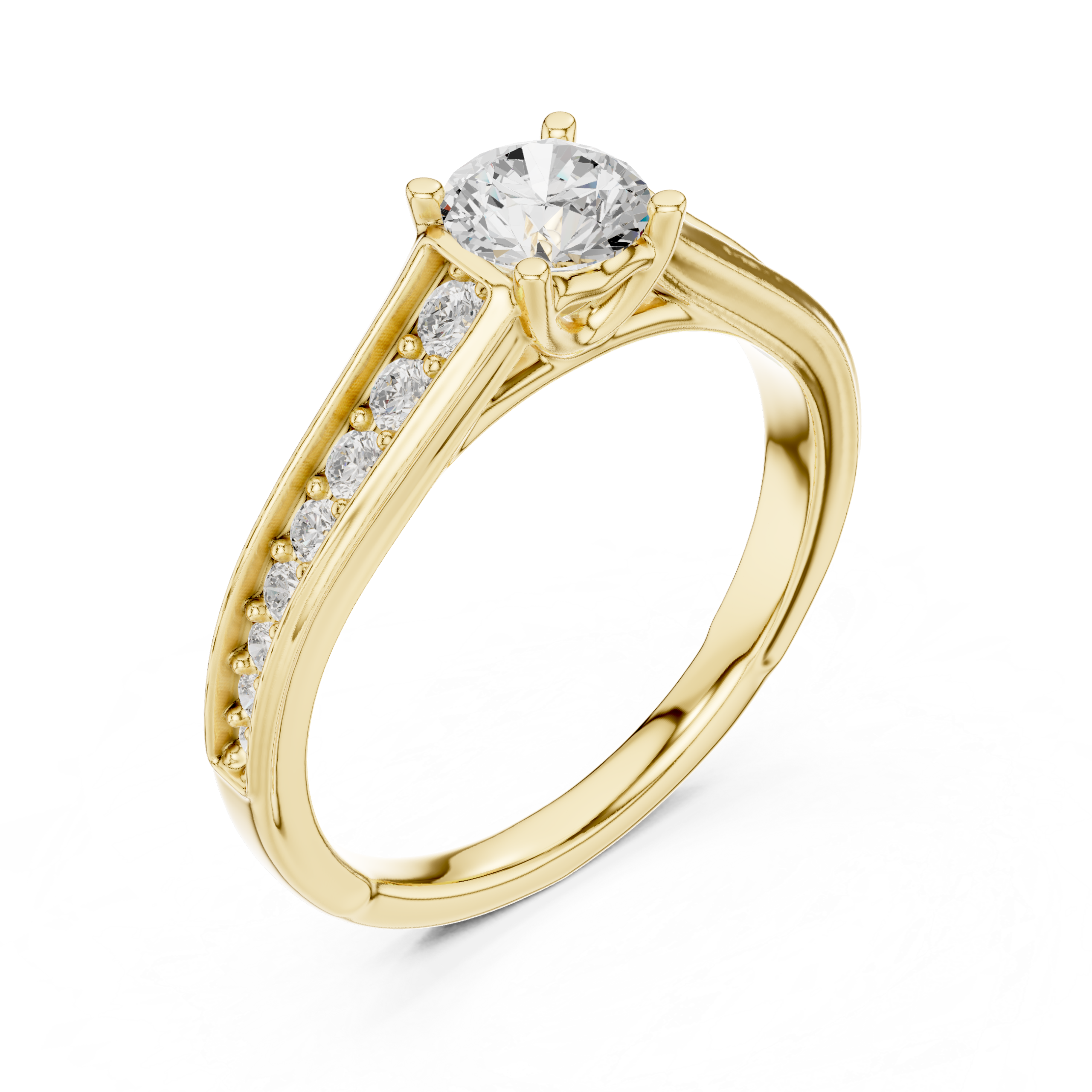 Beautiful 0.95 Cts Round Cut CZ Gold Ring LR-139