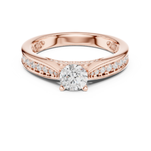Stunning CZ Gold Ring 0.92 Cts Round Cut LR-140