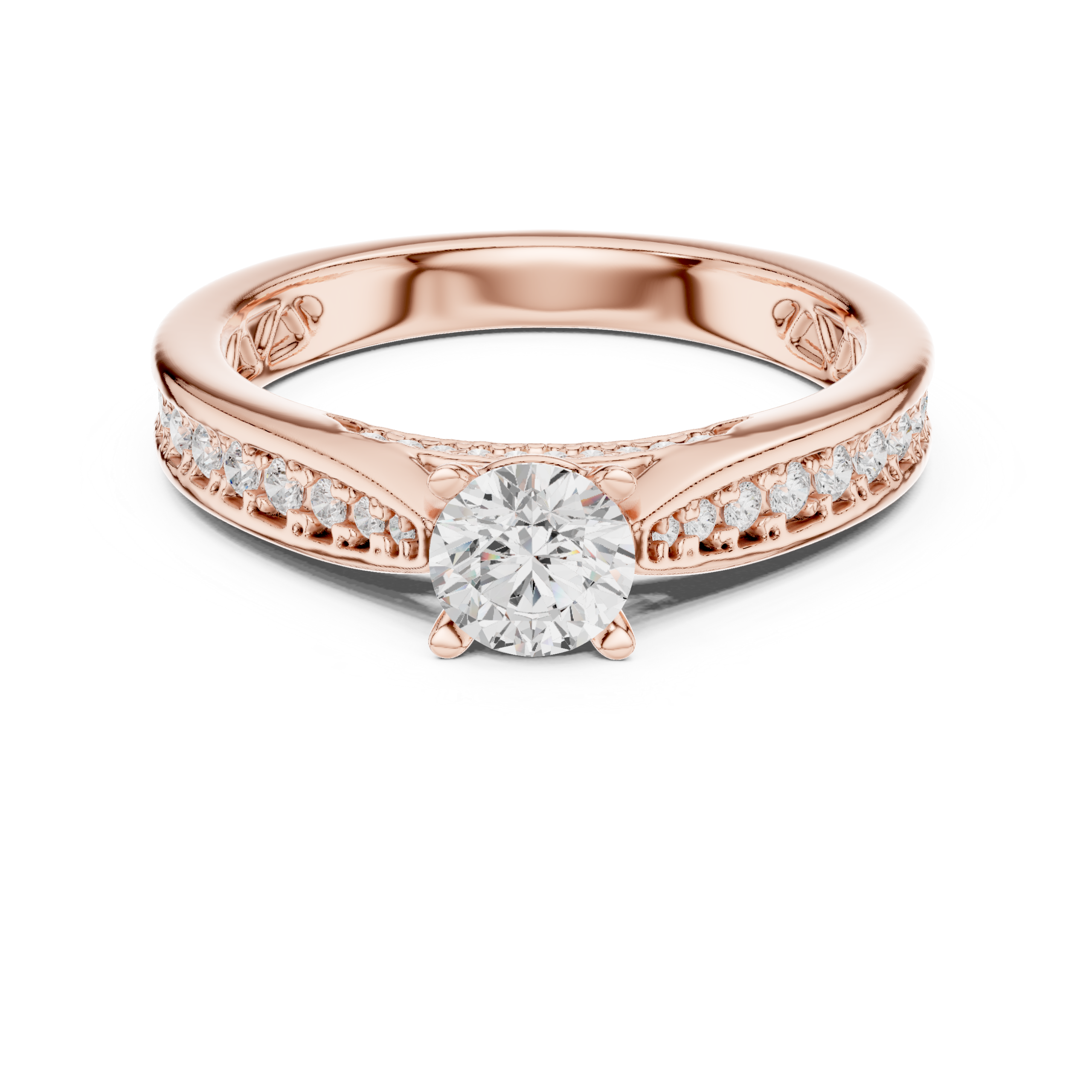 Stunning CZ Gold Ring 0.92 Cts Round Cut LR-140