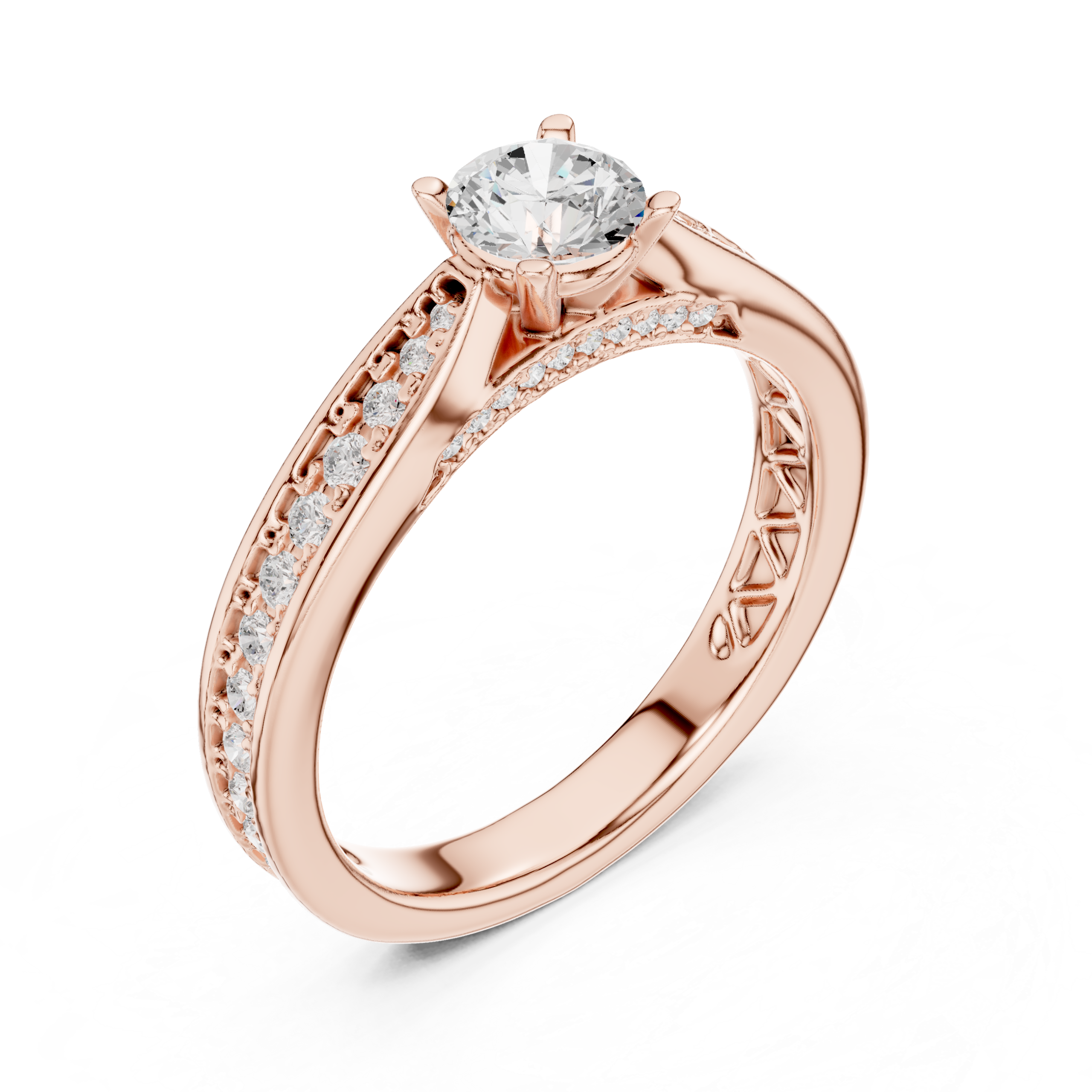 Stunning CZ Gold Ring 0.92 Cts Round Cut LR-140