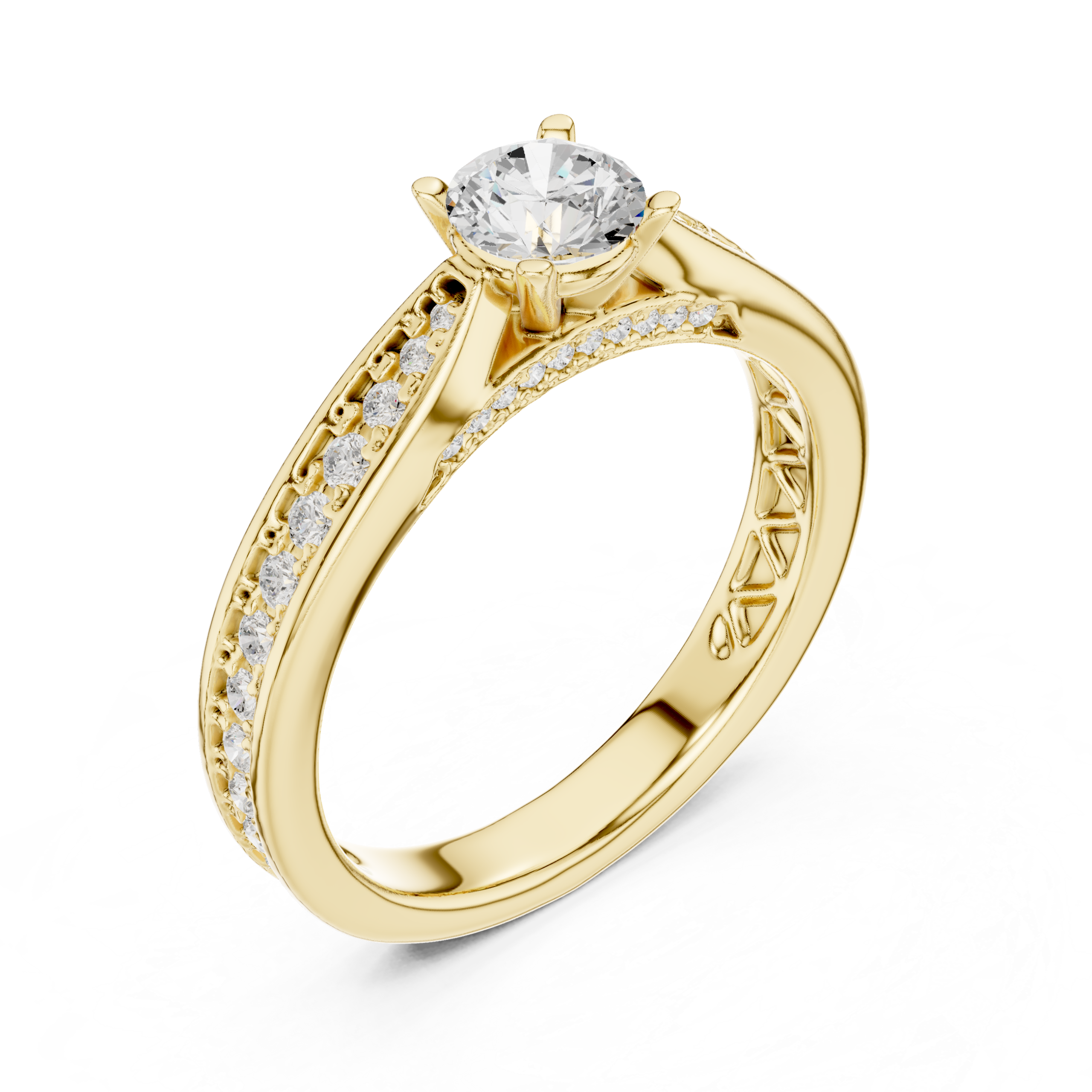 Stunning CZ Gold Ring 0.92 Cts Round Cut LR-140