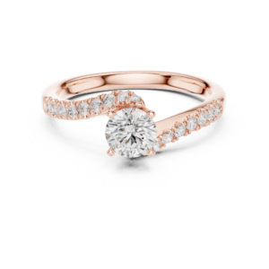 Beautiful CZ Gold Ring 0.84 Cts Round Cut LR-142