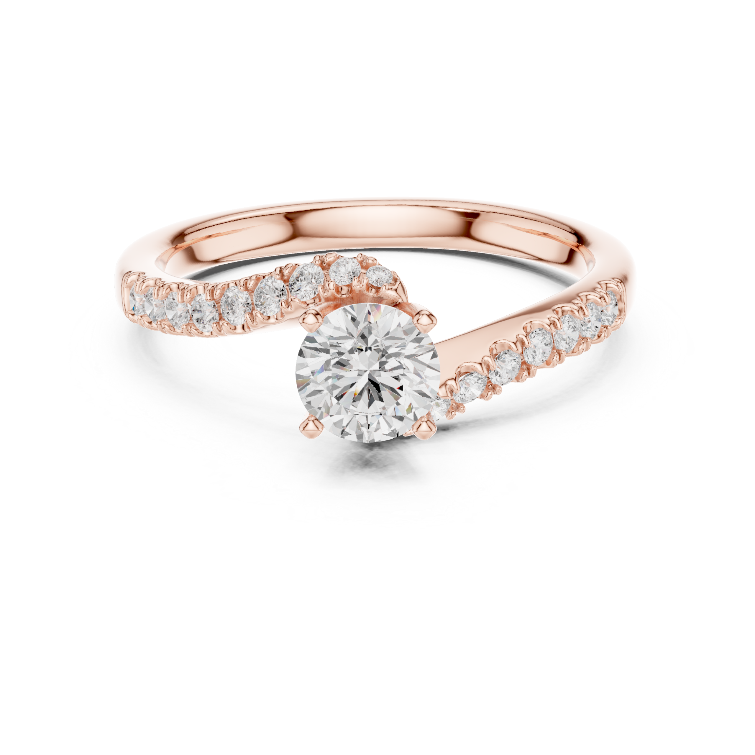 Beautiful CZ Gold Ring 0.84 Cts Round Cut LR-142