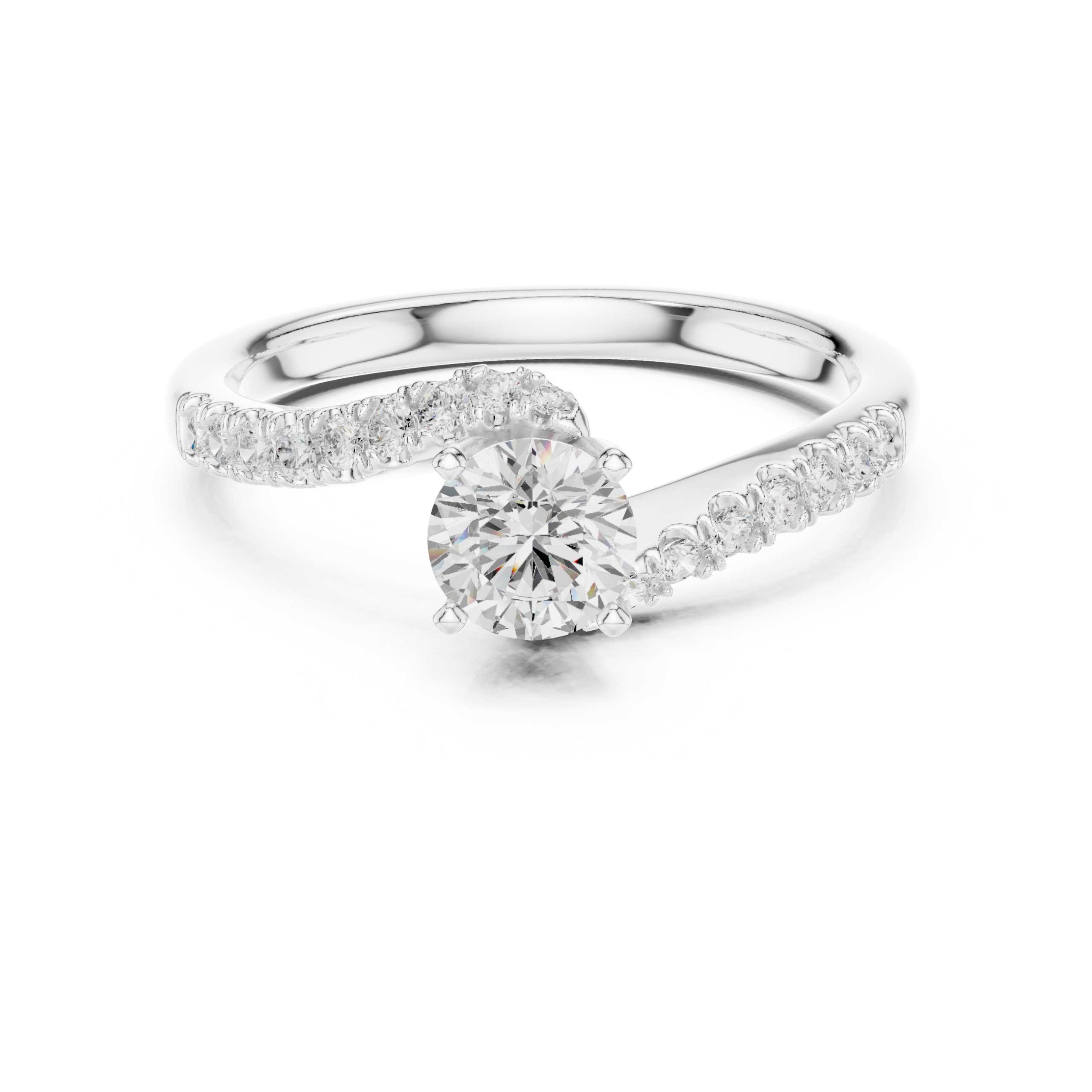 Beautiful CZ Gold Ring 0.84 Cts Round Cut LR-142