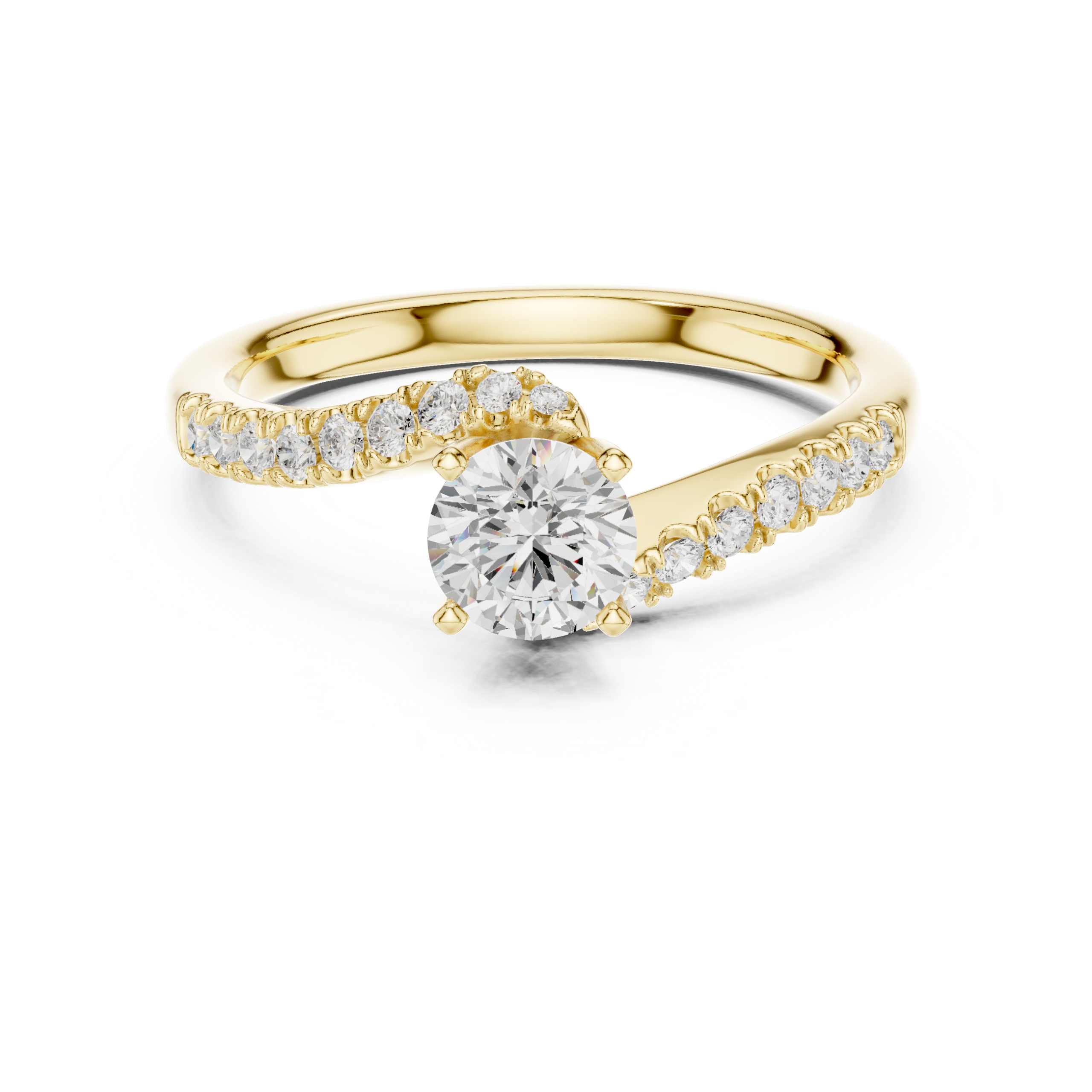 Beautiful CZ Gold Ring 0.84 Cts Round Cut LR-142