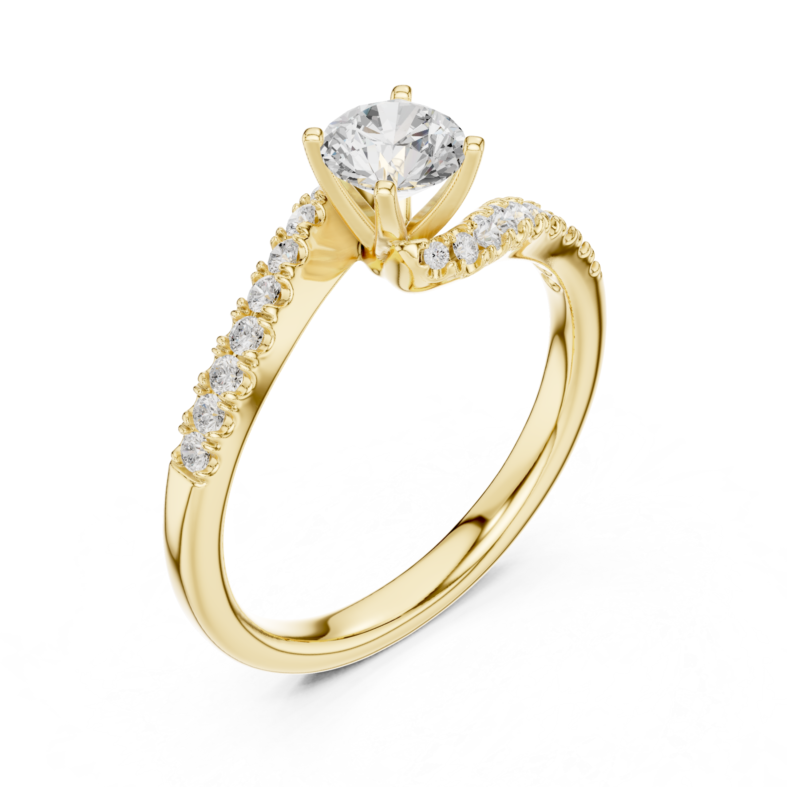 Beautiful CZ Gold Ring 0.84 Cts Round Cut LR-142