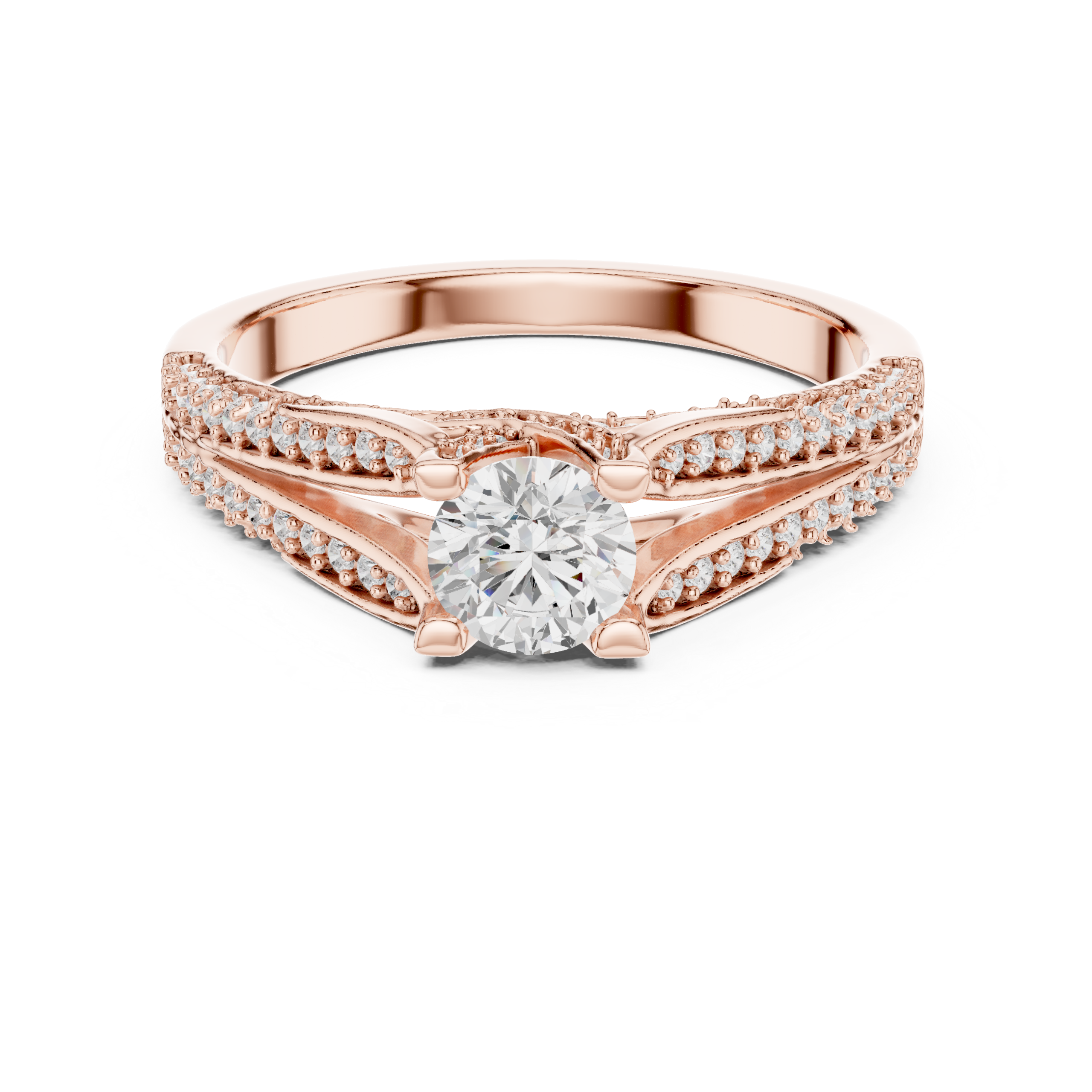 Certified 0.94 Cts Round Cut CZ Gold Ring LR-143