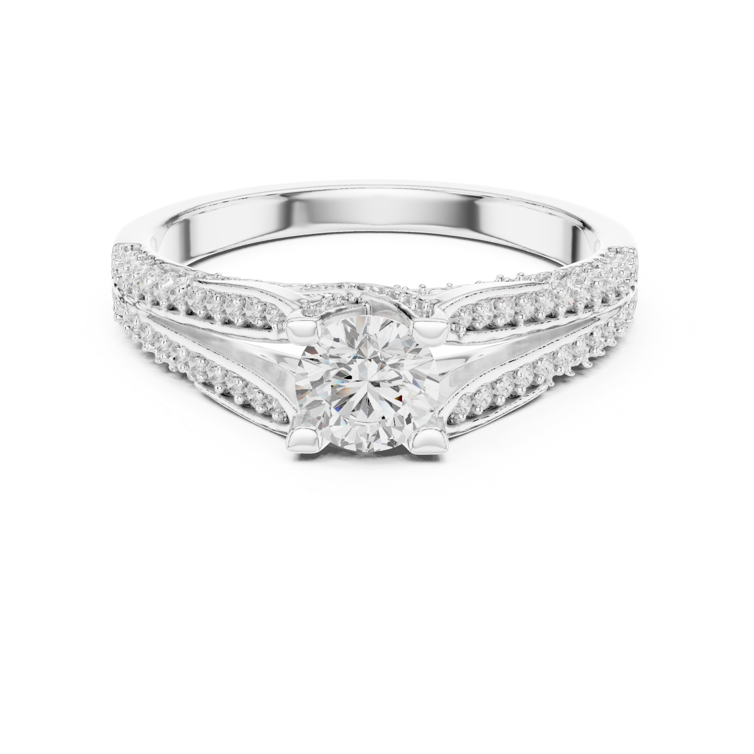 Certified 0.94 Cts Round Cut CZ Gold Ring LR-143