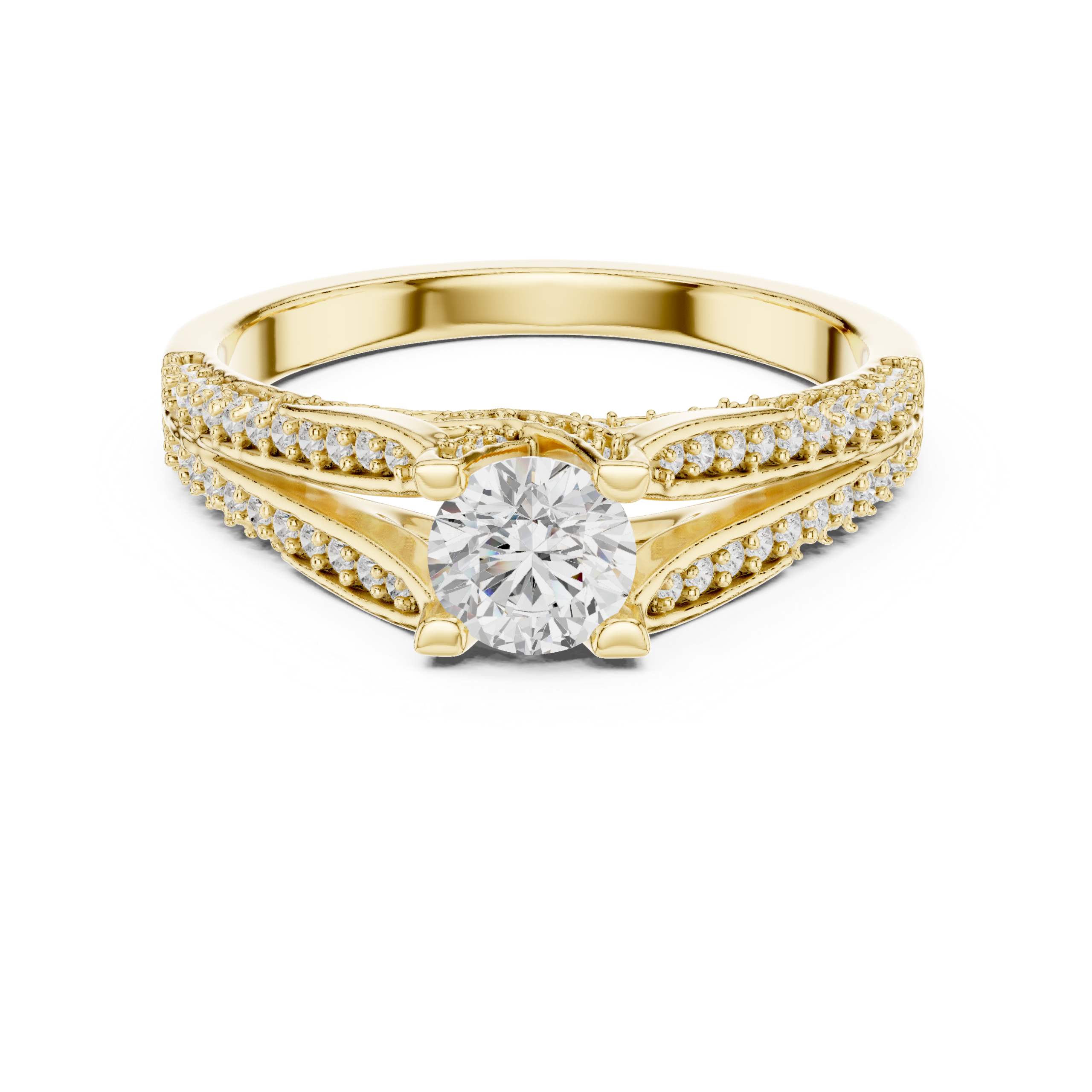 Certified 0.94 Cts Round Cut CZ Gold Ring LR-143
