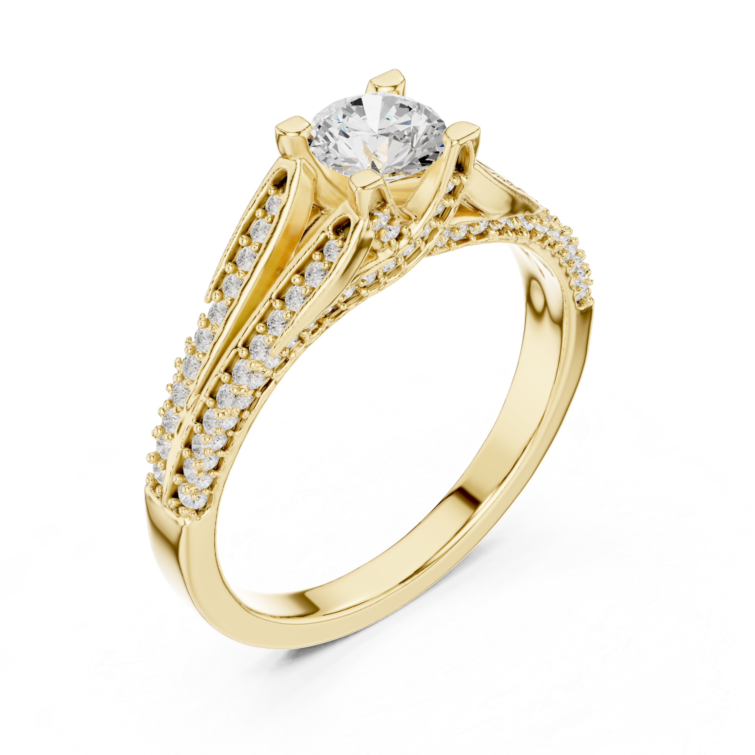 Certified 0.94 Cts Round Cut CZ Gold Ring LR-143