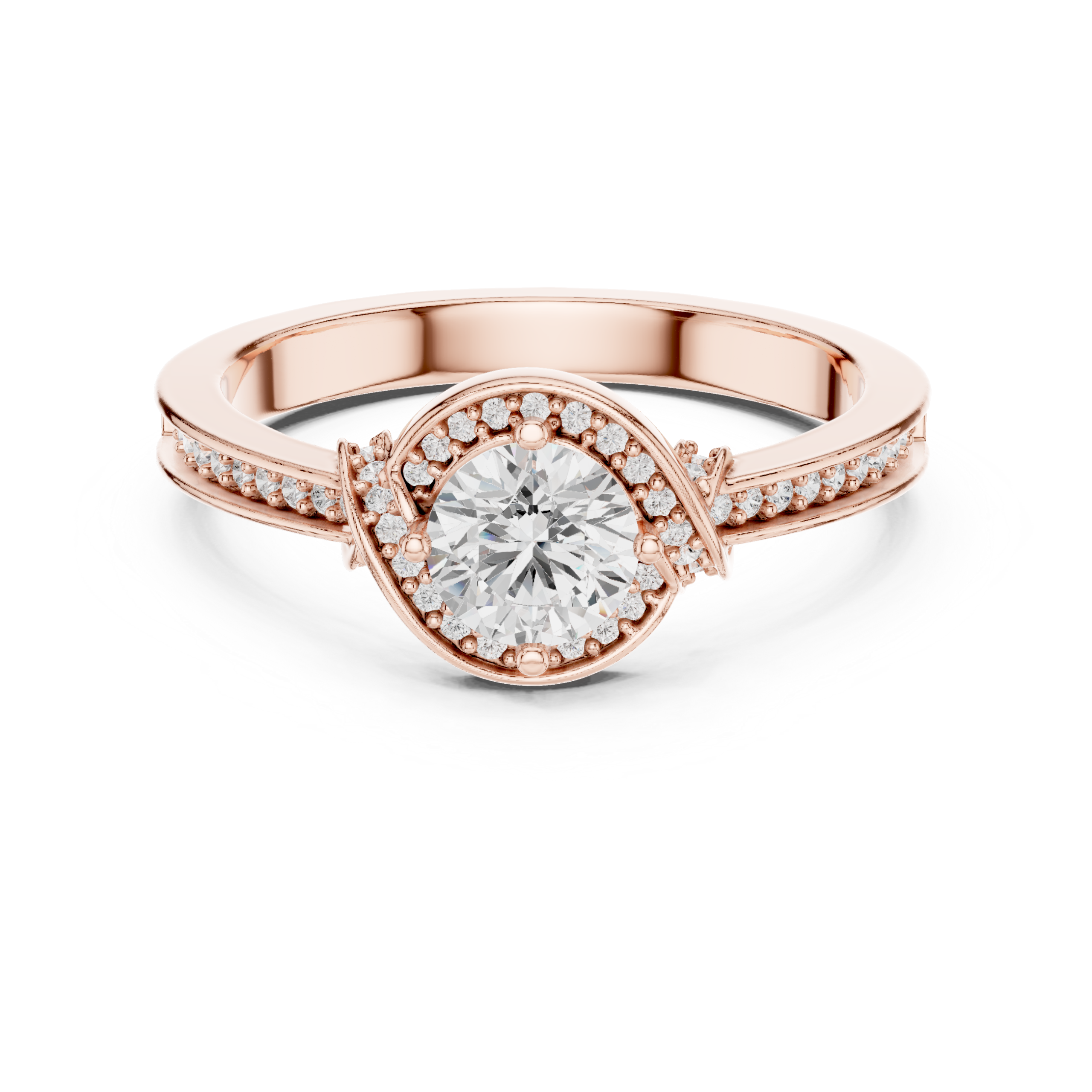 Elegant CZ Gold Ring 0.83 Cts Round Cut LR-144