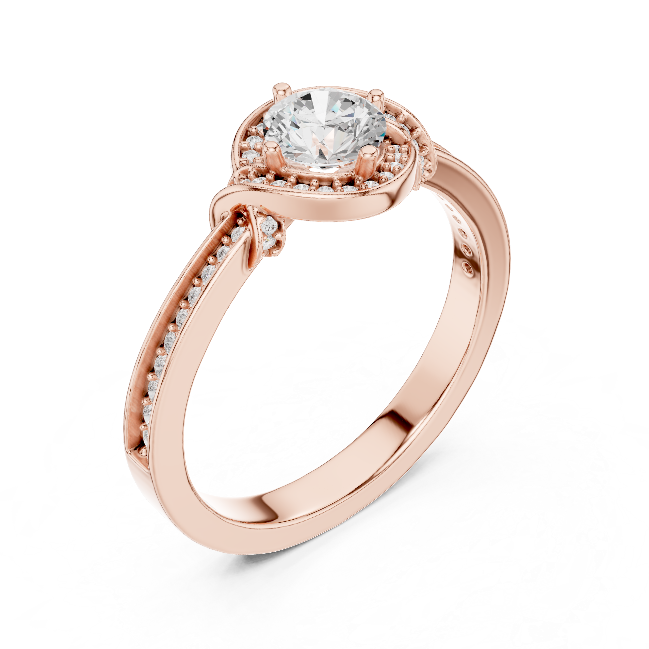 Elegant CZ Gold Ring 0.83 Cts Round Cut LR-144