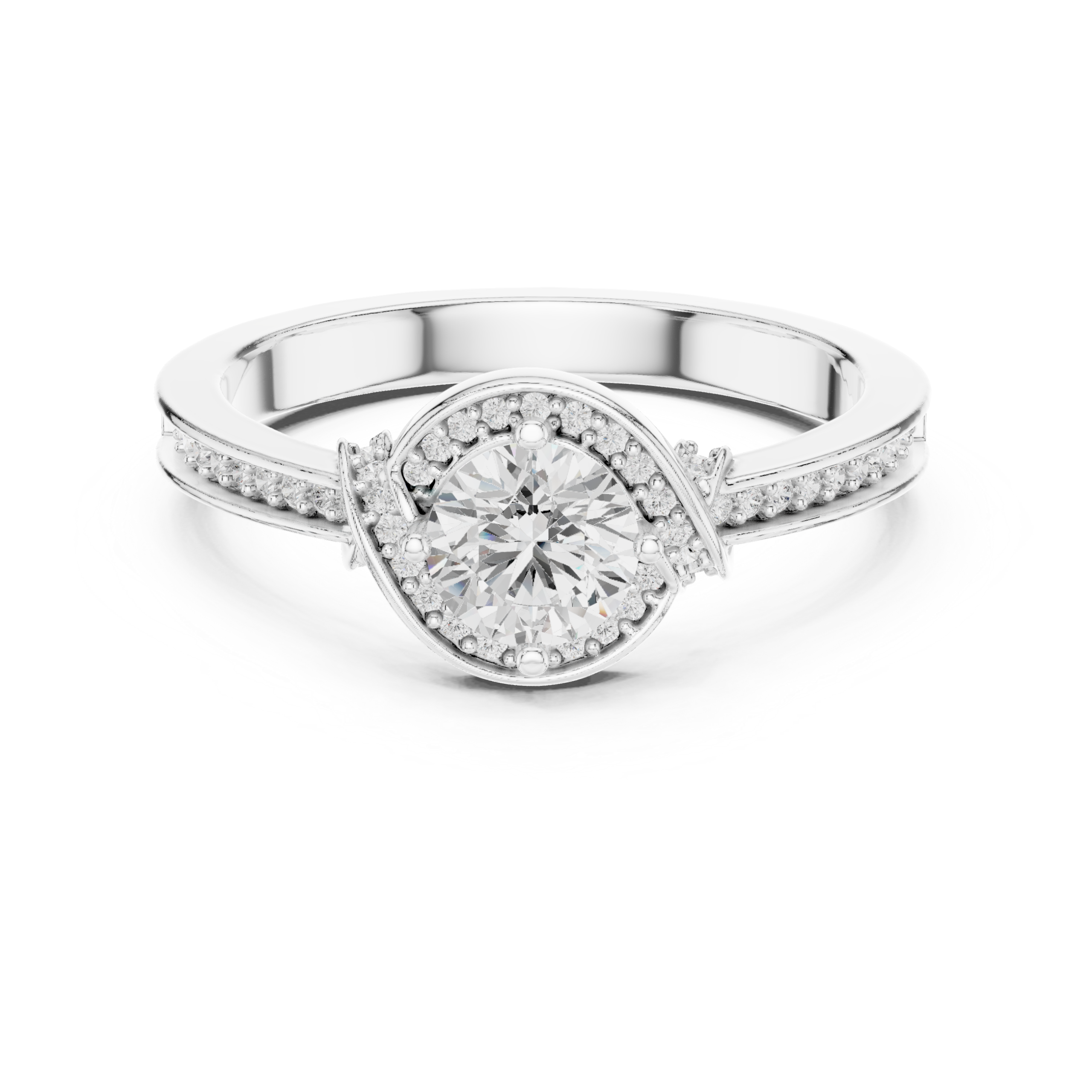 Elegant CZ Gold Ring 0.83 Cts Round Cut LR-144