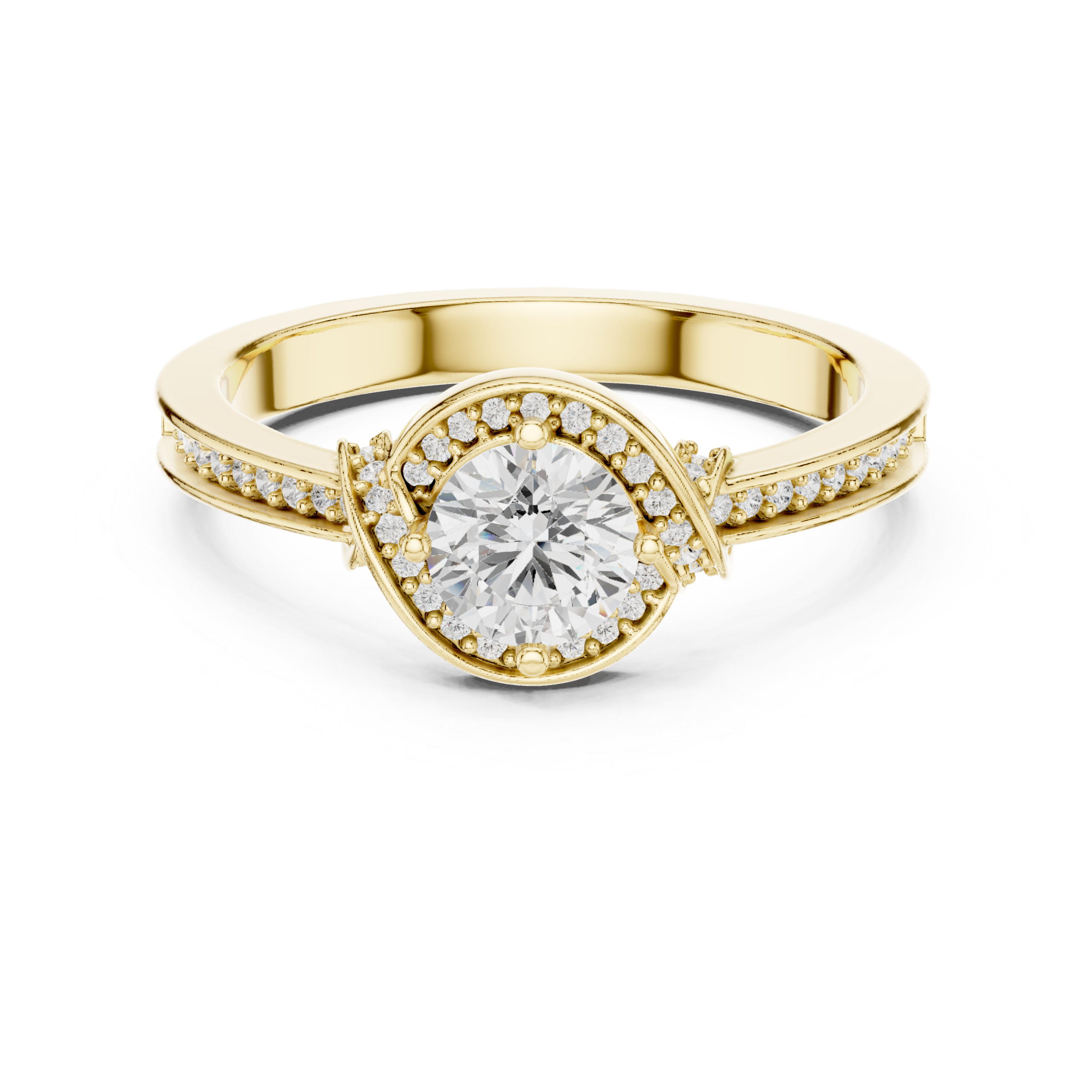 Elegant CZ Gold Ring 0.83 Cts Round Cut LR-144