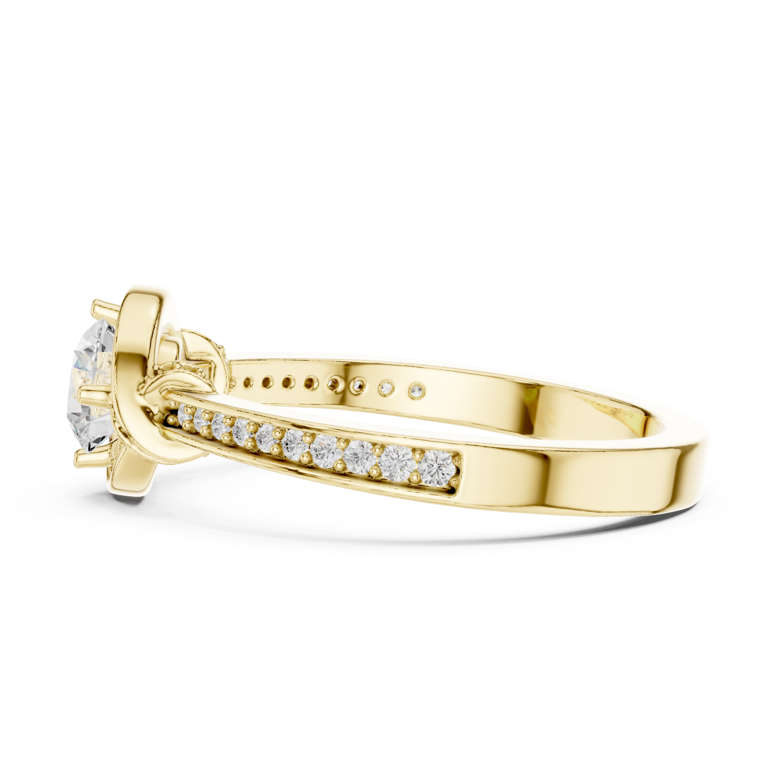 Elegant CZ Gold Ring 0.83 Cts Round Cut LR-144