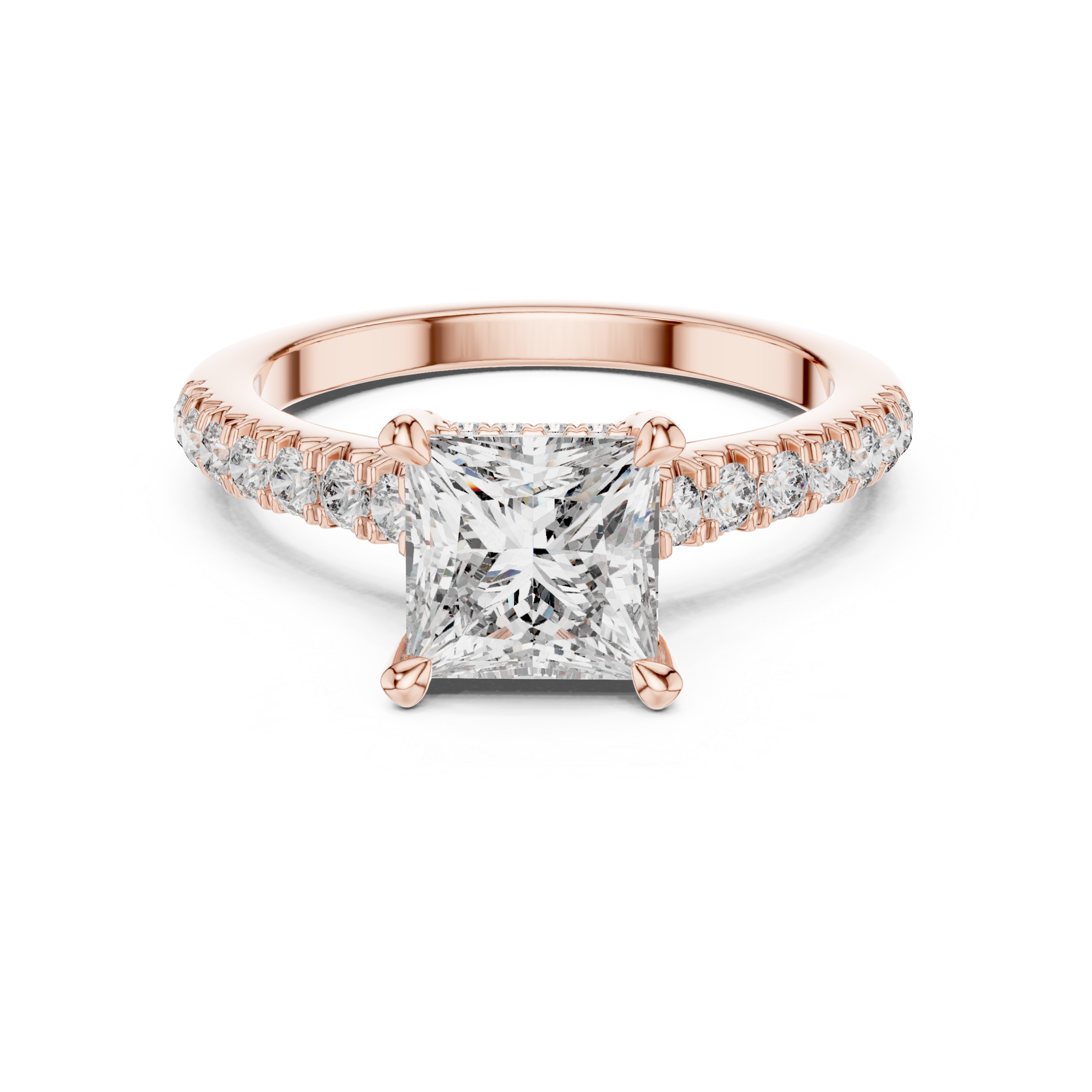 1.98 Cts Princess Cut CZ Hallmarked Gold Ring LR-151