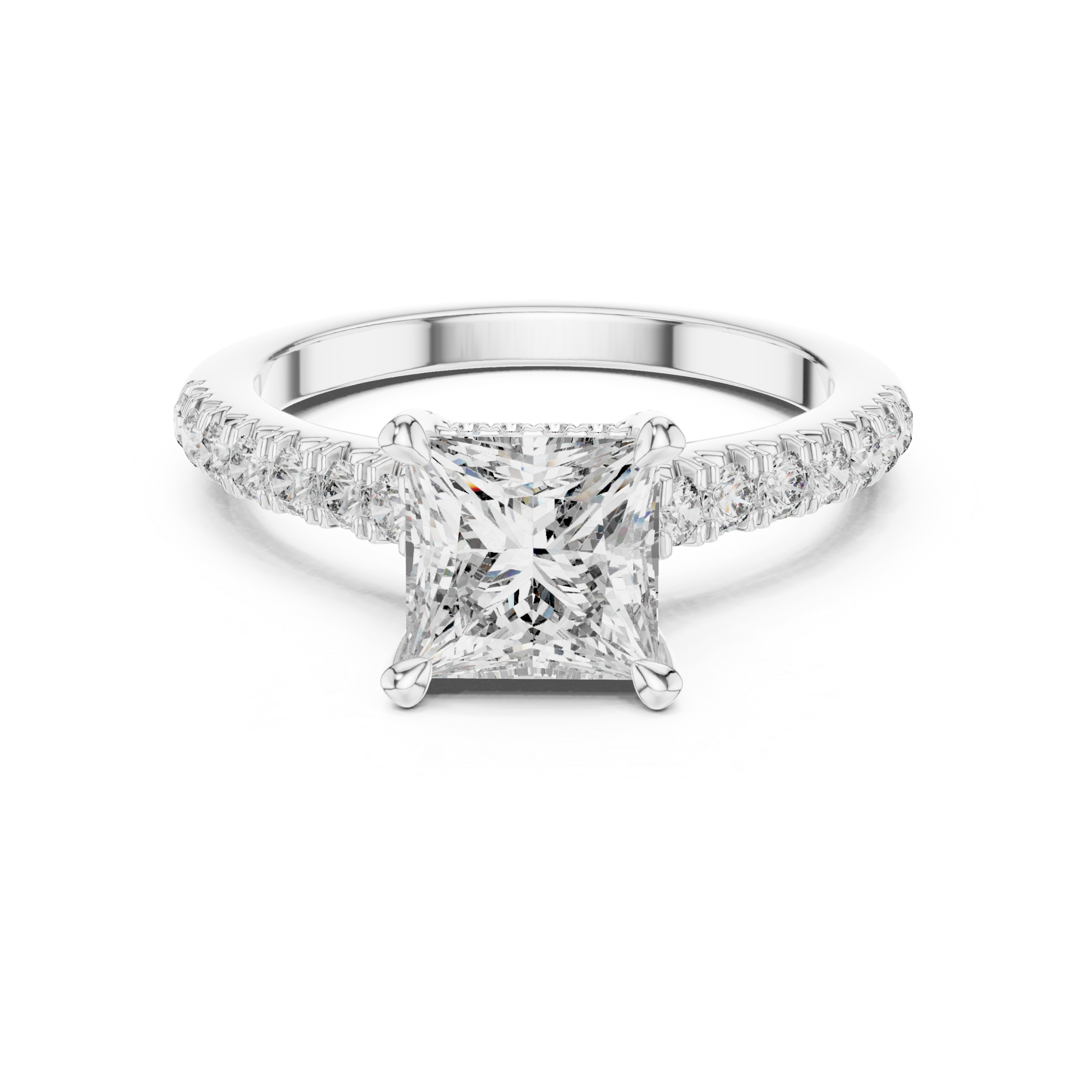 1.98 Cts Princess Cut CZ Hallmarked Gold Ring LR-151