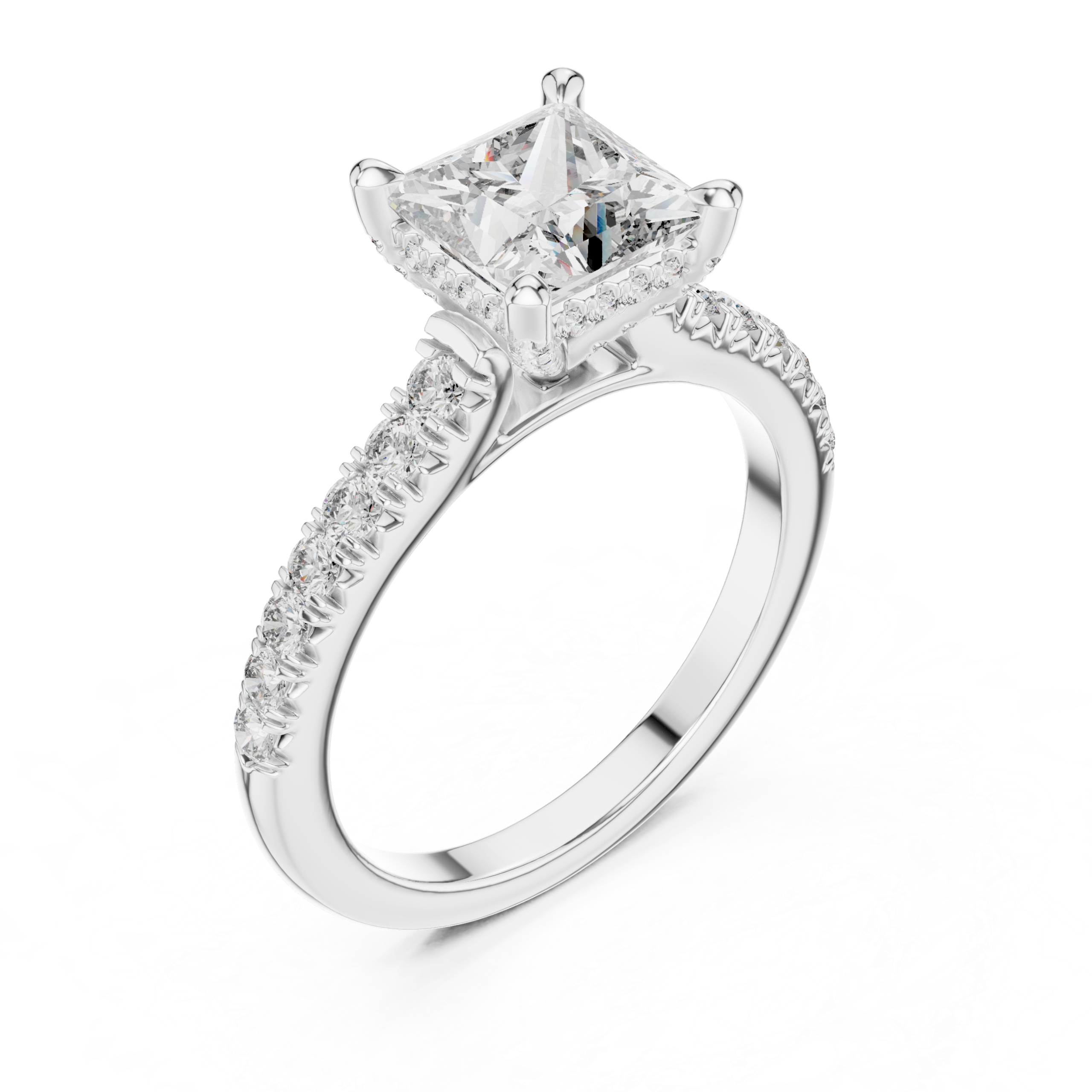 1.98 Cts Princess Cut CZ Hallmarked Gold Ring LR-151