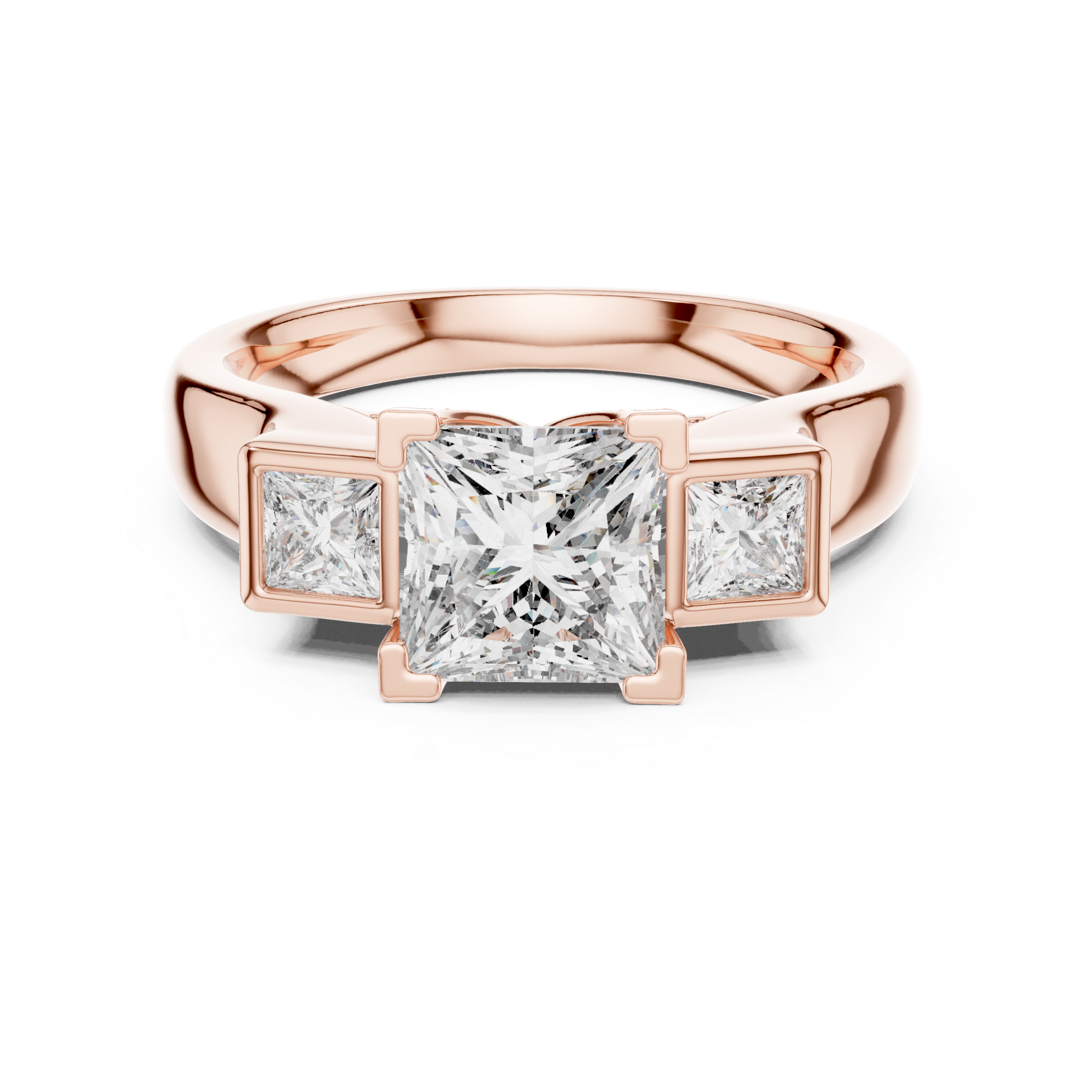 Princess Cut 2.13 Cts CZ Hallmarked Gold Ring LR-152