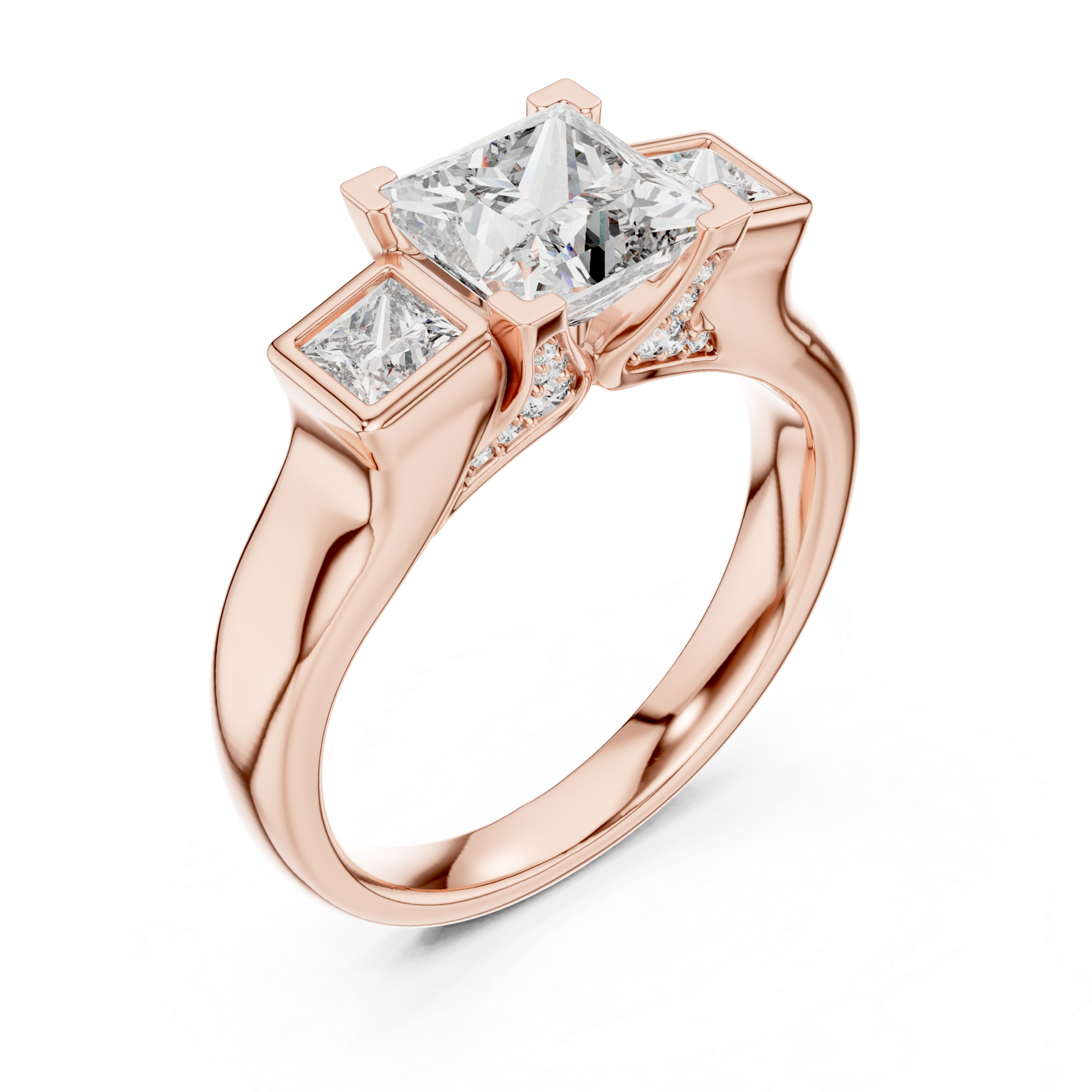 Princess Cut 2.13 Cts CZ Hallmarked Gold Ring LR-152
