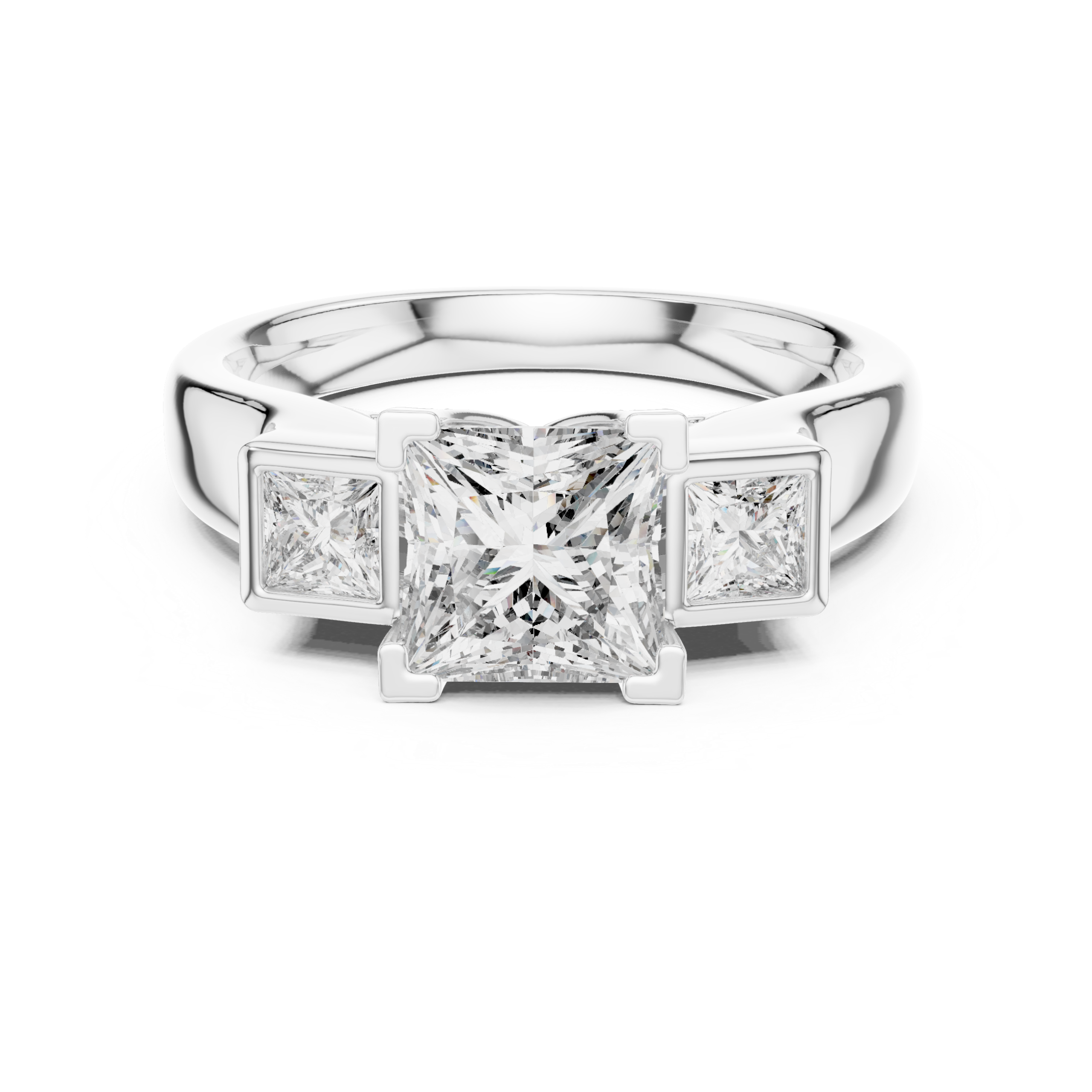 Princess Cut 2.13 Cts CZ Hallmarked Gold Ring LR-152