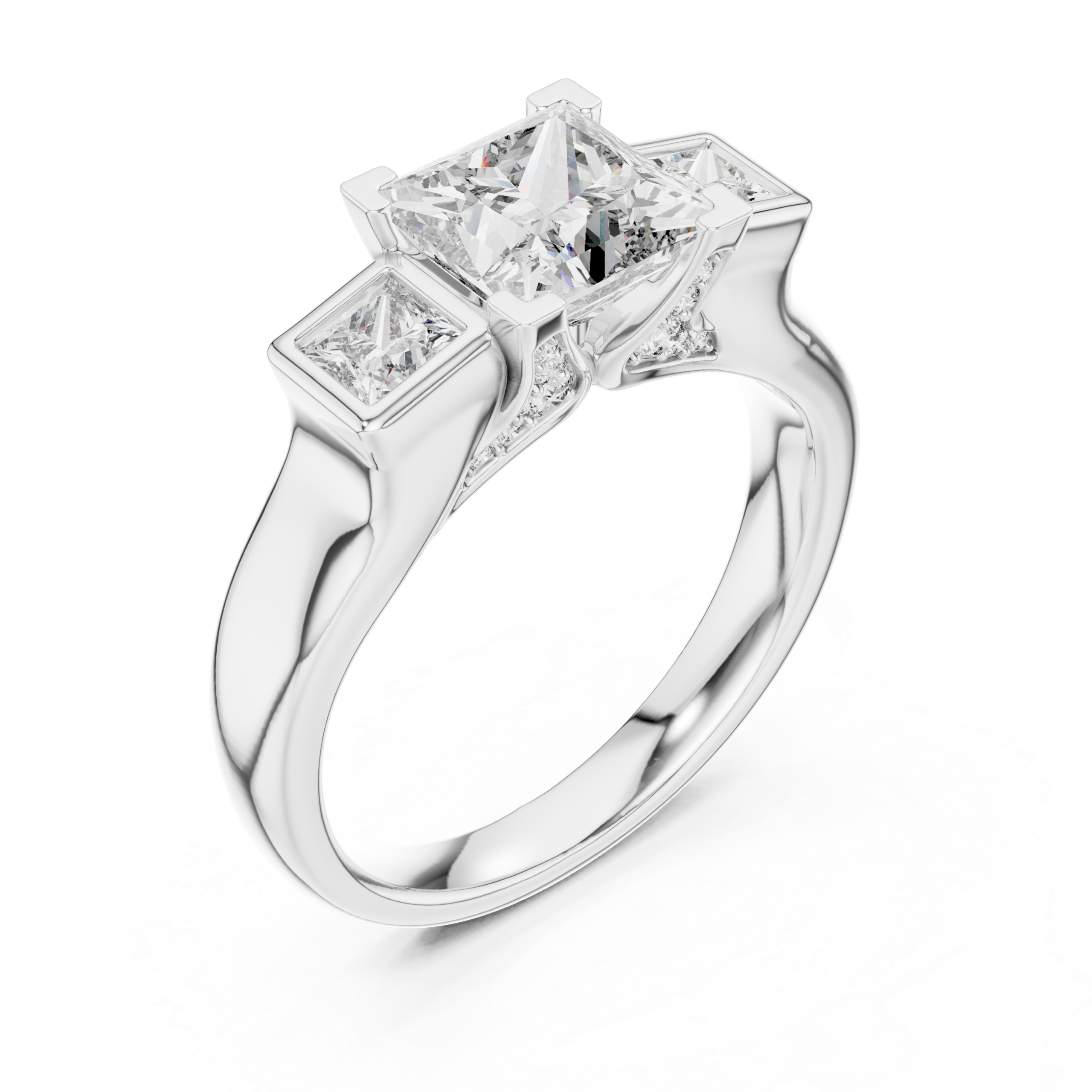 Princess Cut 2.13 Cts CZ Hallmarked Gold Ring LR-152